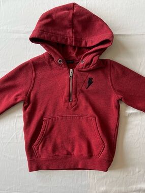 Ikks Kids Deep Red Half-Zip Hooded Sweatshirt for Kids 98cm 2-3Y